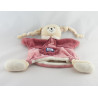 Doudou plat marionnette lapin avec bébé bordeaux rose DOUDOU ET COMPAGNIE