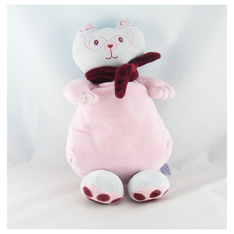 Doudou chat gris avec chaton blanc NOUNOURS