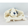 Doudou plat chien beige foulard bleu marine BABYSUN