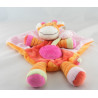 Doudou coussin rose girafe orange rouge NICOTOY 