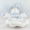 Doudou range pyjama lapin blanc vichy bleu TARTINE ET CHOCOLAT