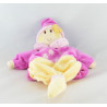 Doudou plat marionnette lutin rose jaune fleur REVE DE BEBE