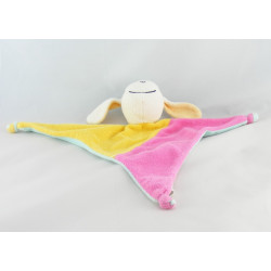 Doudou plat triangle hippopotame orange bleu jaune éponge GIFTOYS