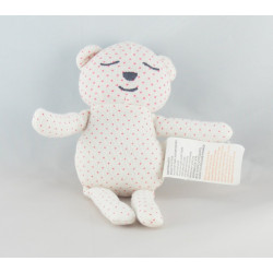 Doudou ours blanc couture bleu VERTBAUDET