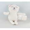 Doudou ours blanc couture bleu VERTBAUDET