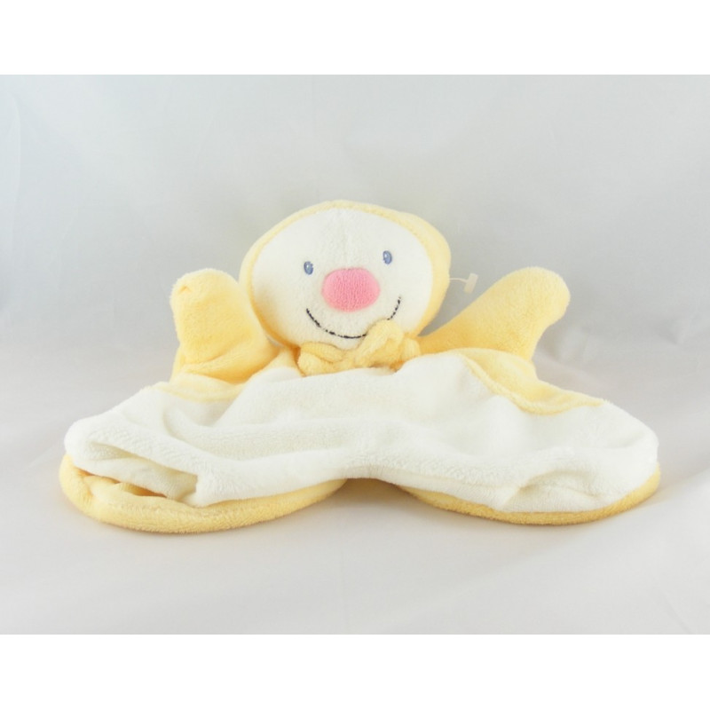 Doudou plat marionnette bonhomme de neige clown vert blanc KIABI