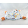 Doudou plat rond cheval ane gris bleu orange KIMBALOO 