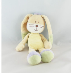 Doudou lapin jaune orange vert mauve Hello MOTS D'ENFANTS