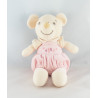 Doudou souris blanc rose fleurs NOUNOURS NEUF