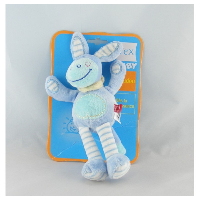 Doudou ane cheval lapin bleu TEX 18 cm