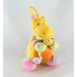 Doudou hippopotame orange jaune rayures NICOTOY