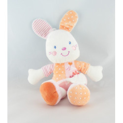 Doudou lapin blanc robe rose rouge pois fleurs NICOTOY KIABI