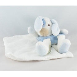 Doudou chien bleu rayures mouchoir Cajou SUCRE D'ORGE