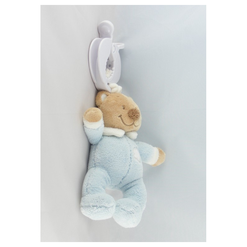 Mini Doudou ours brun pyjama bleu NATTOU