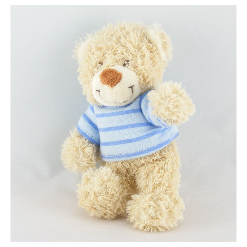 Doudou Ours Beige maillot pull rayé bleu Tex