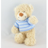 Doudou Ours Beige maillot pull rayé bleu Tex