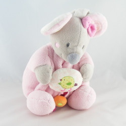Doudou plat souris rose oiseau vert NICOTOY