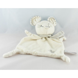 Doudou plat souris écru écharpe beige TIAMO