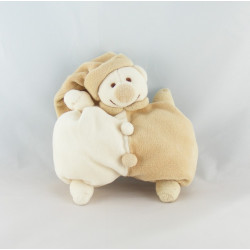 Doudou semi plat ours rose blanc PRISCILLA LARSEN