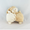 Doudou semi plat ours rose blanc PRISCILLA LARSEN