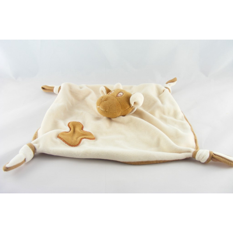 Doudou plat ours blanc marron patte empreinte GIPSY