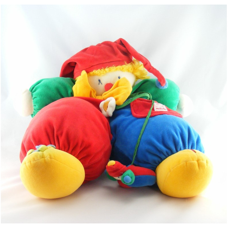 Doudou clown rouge jaune fleurs Vite un Câlin MOULIN ROTY 