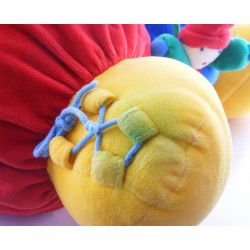 Grand Doudou clown rouge bleu vert jaune MOULIN ROTY 