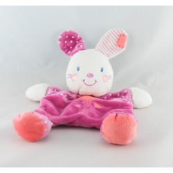 Doudou plat lapin blanc rose pois coeur NICOTOY KIABI