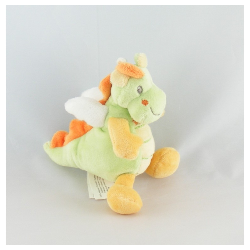 Mini Doudou dragon vert jaune porte clef NICOTOY