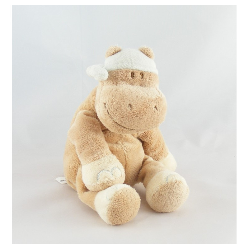 Doudou hippopotame salopette bleu NOUKIE'S