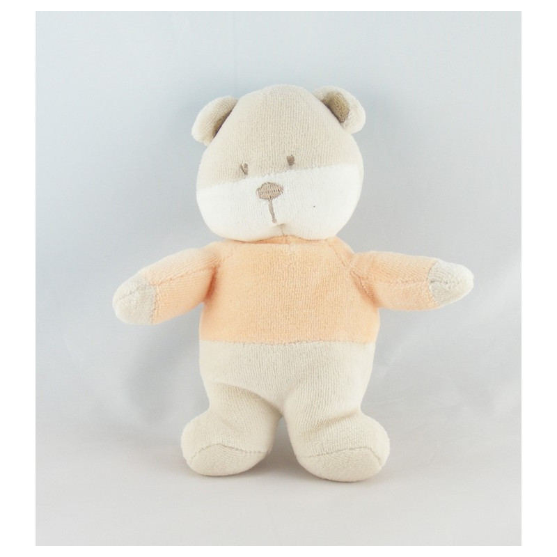 Doudou ours beige vert orange AUCHAN
