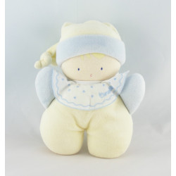 Doudou lutin bébé jaune blanc hochet BABI COROLLE 