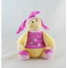 Doudou plat marionnette lutin rose jaune fleur REVE DE BEBE