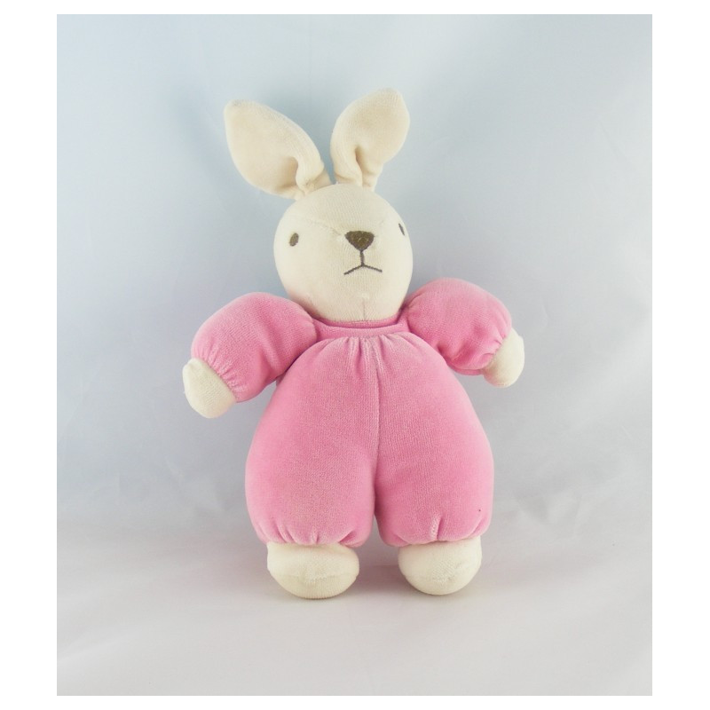Doudou lapin blanc rose NOUNOURS