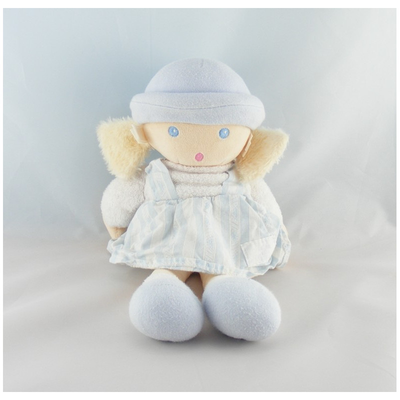 Doudou poupée lutin garçon rayé bleu TARTINE ET CHOCOLAT