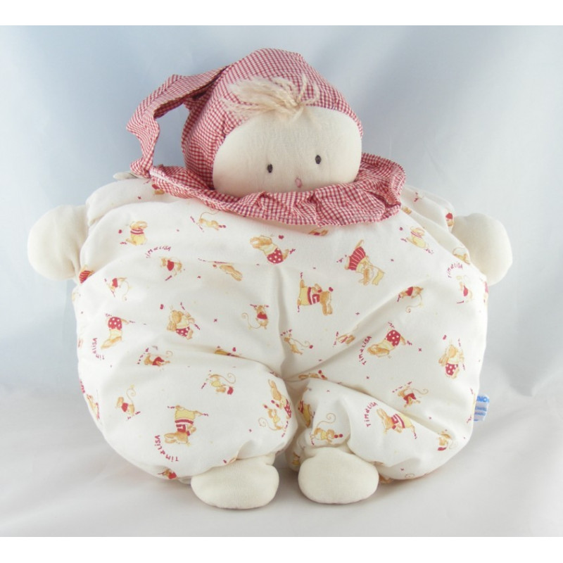 Doudou lapin blanc rouge Tim et Lisa NOUNOURS