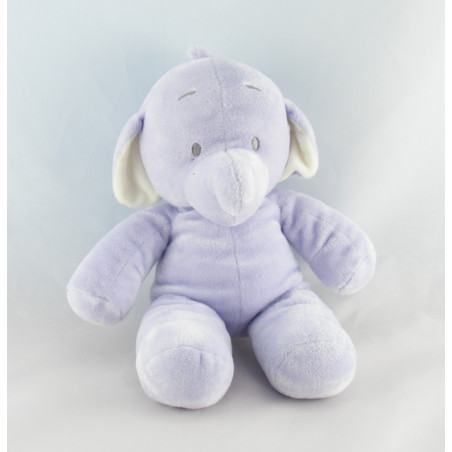 Doudou éléphant mauve bleu 