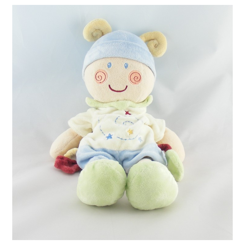 Doudou lutin escargot vert bleu spirale étoiles KIABI