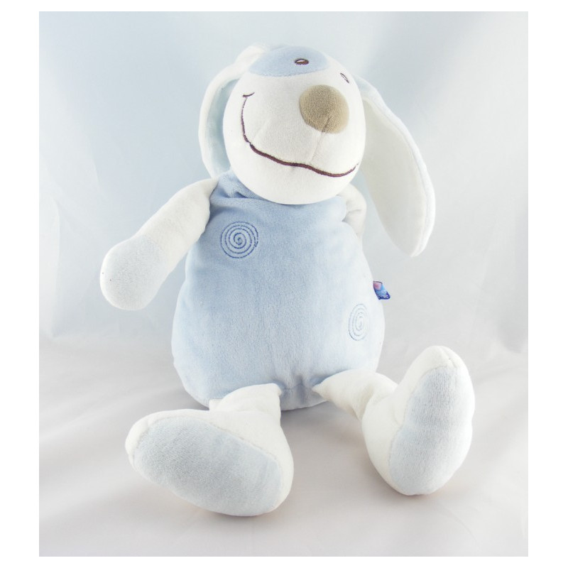 Doudou chien blanc bleu SUCRE D'ORGE
