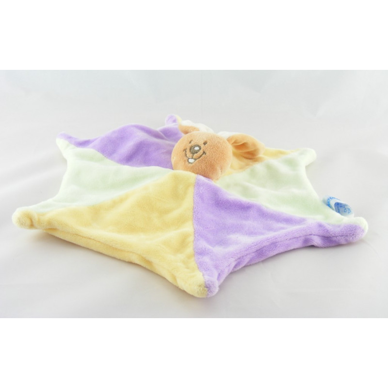 Doudou plat étoile lapin rouge bleu vert jaune mauve NOUNOURS