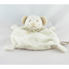 Doudou plat ours souris Beige col blanc NICOTOY