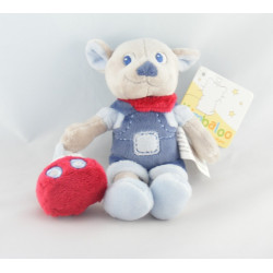 Doudou plat rond ours bleu bébé craquant KIMBALOO