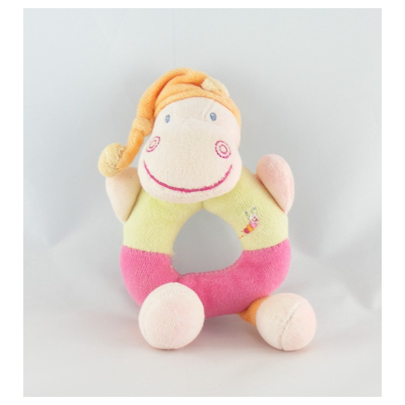 Doudou hippopotame rose vert Hyppo et Flo KIABI 18 cm