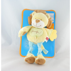 Doudou lion jaune bleu Jungle TEX