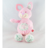 Doudou lapin rose fleurs vertes coeur TEX NEUF