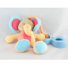 Doudou plat éléphant rose bleu vert orange palmier NATTOU