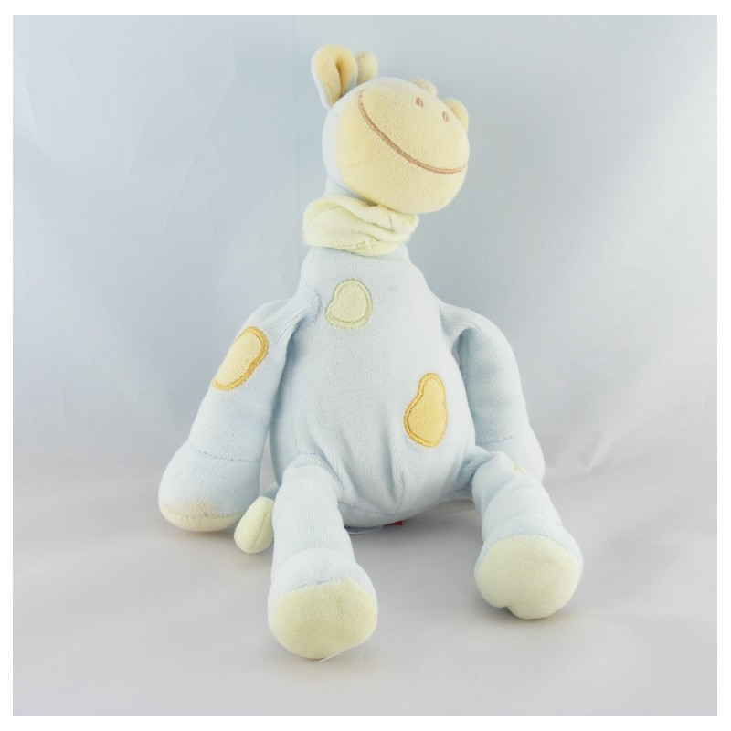 Doudou girafe bleu foulard vert TEX