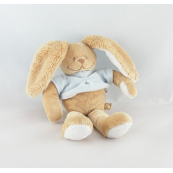 Doudou lapin beige pull vert NOUKIE'S