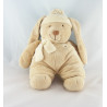 Doudou Lapin Beige bonnet et foulard écru NICOTOY