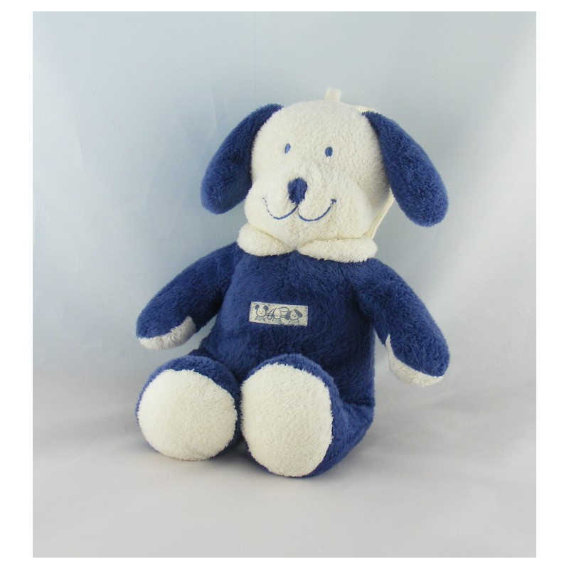 Doudou Chien bleu et blanc Nicotoy The Baby Collection